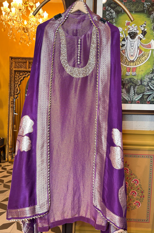 Sunshine shimmer organza suit(Purple)