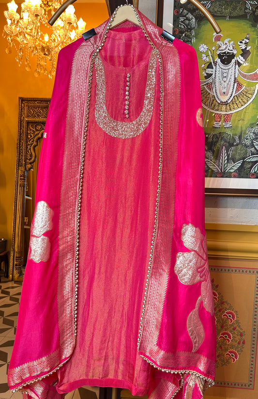 Sunshine shimmer organza suit(Pink)
