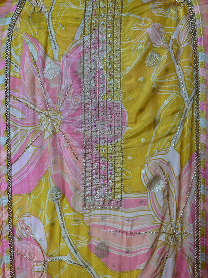 Aavira Shimmer Organza Suit (Yellow)