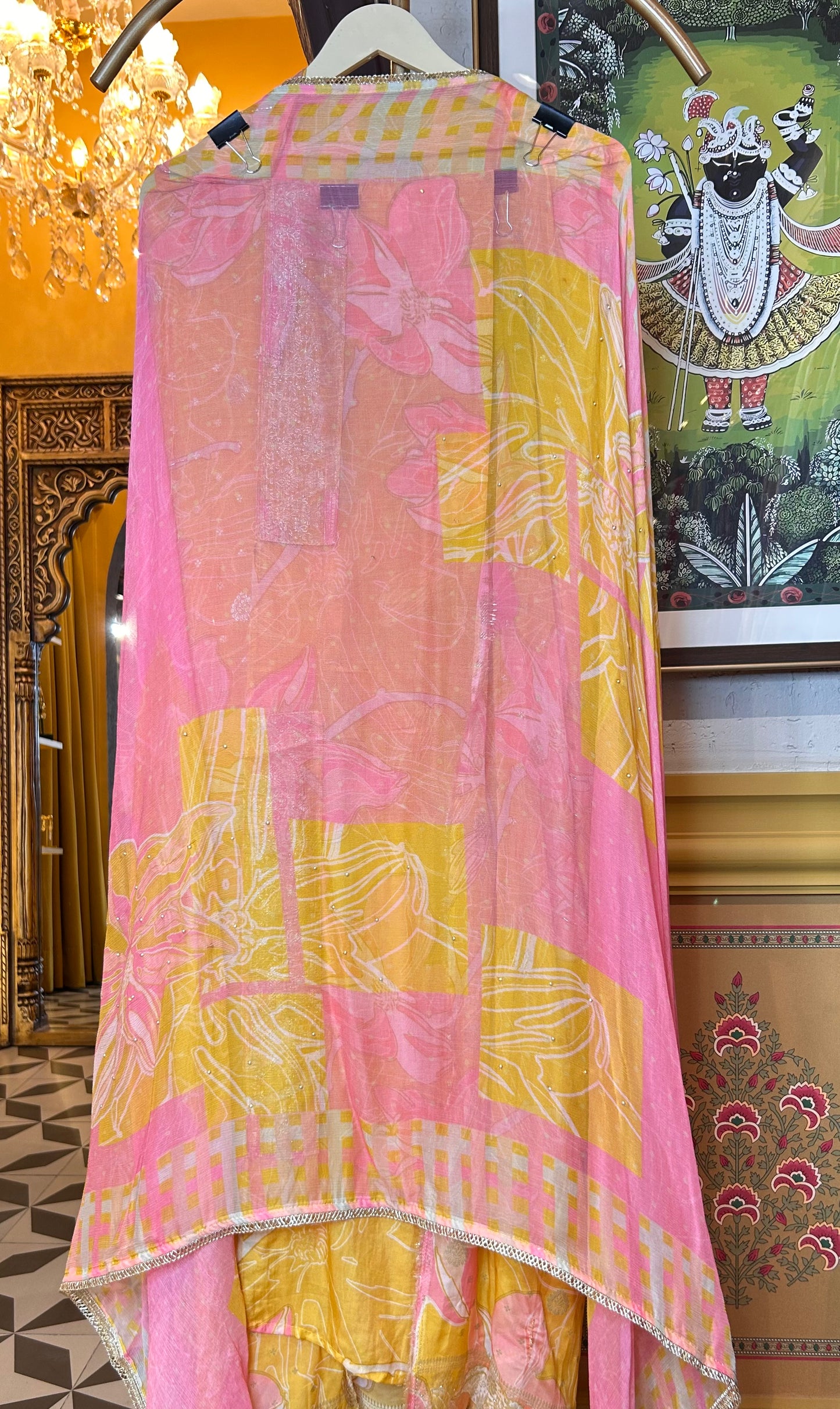 Aavira Shimmer Organza Suit (Yellow)