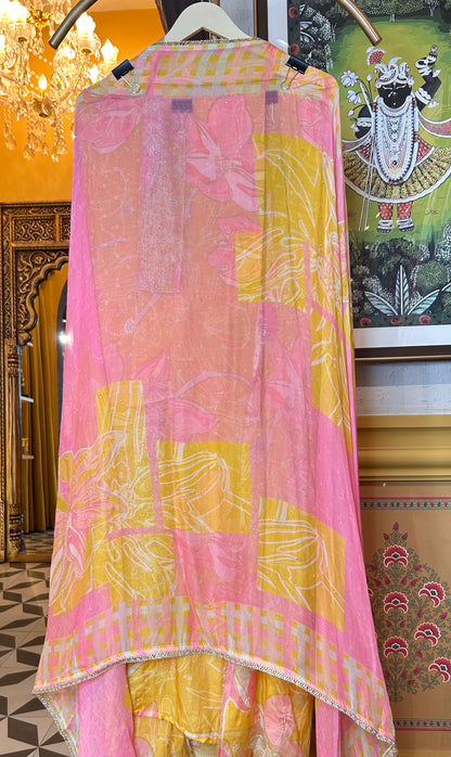 Aavira Shimmer Organza Suit (Yellow)