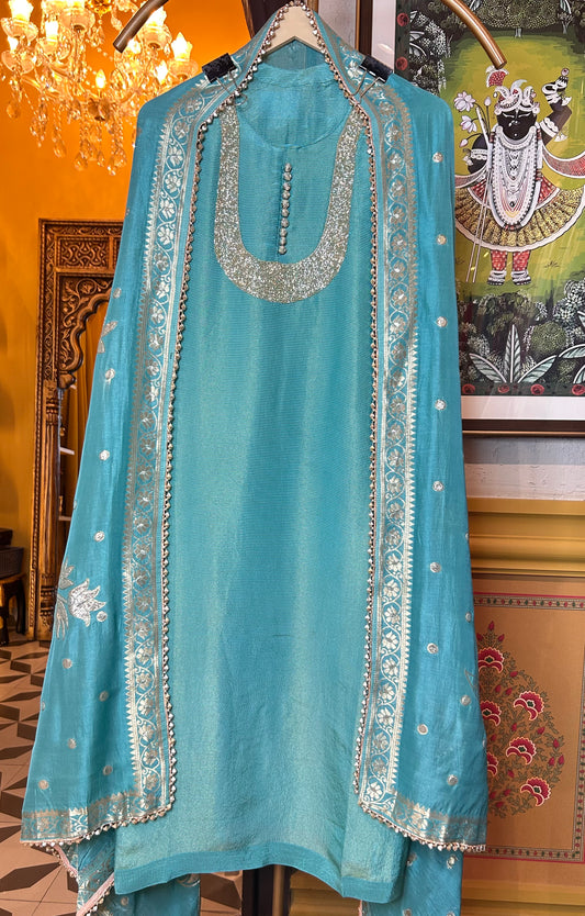 Sunshine shimmer organza suit(Turquoise)