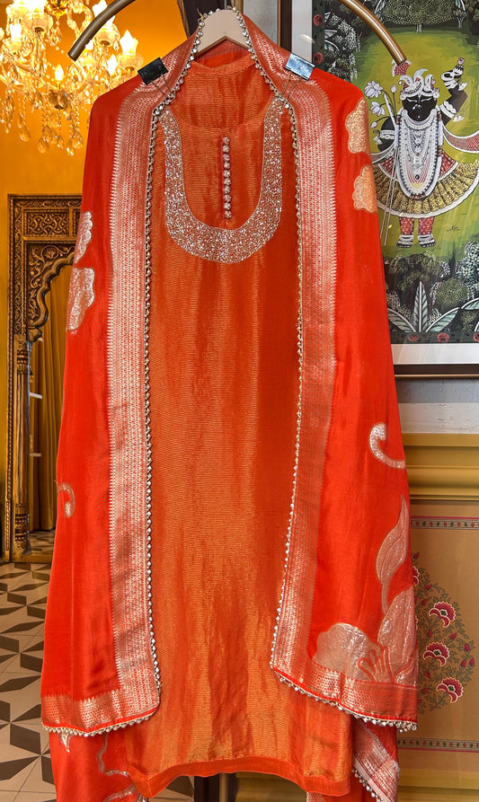 Sunshine shimmer organza suit(orange)