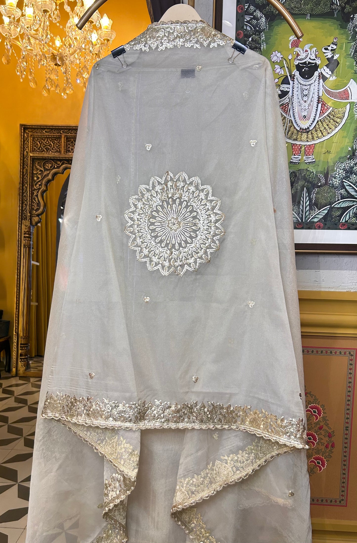 Ethereal glow Organza suit(Grey)
