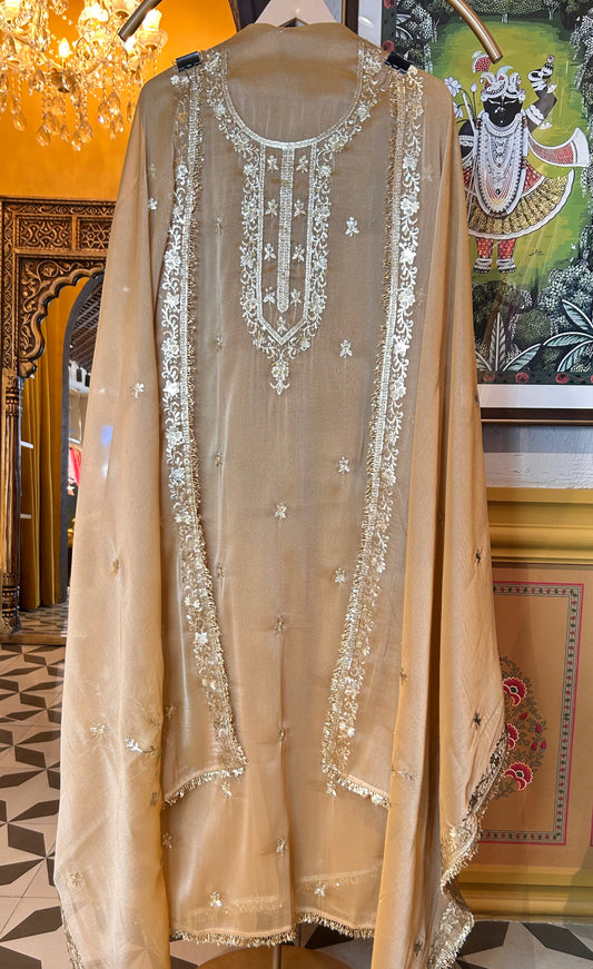 Naaz-a-Noor Organza Suit( Beige)