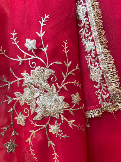 Naaz-a-Noor Organza Suit(Red)
