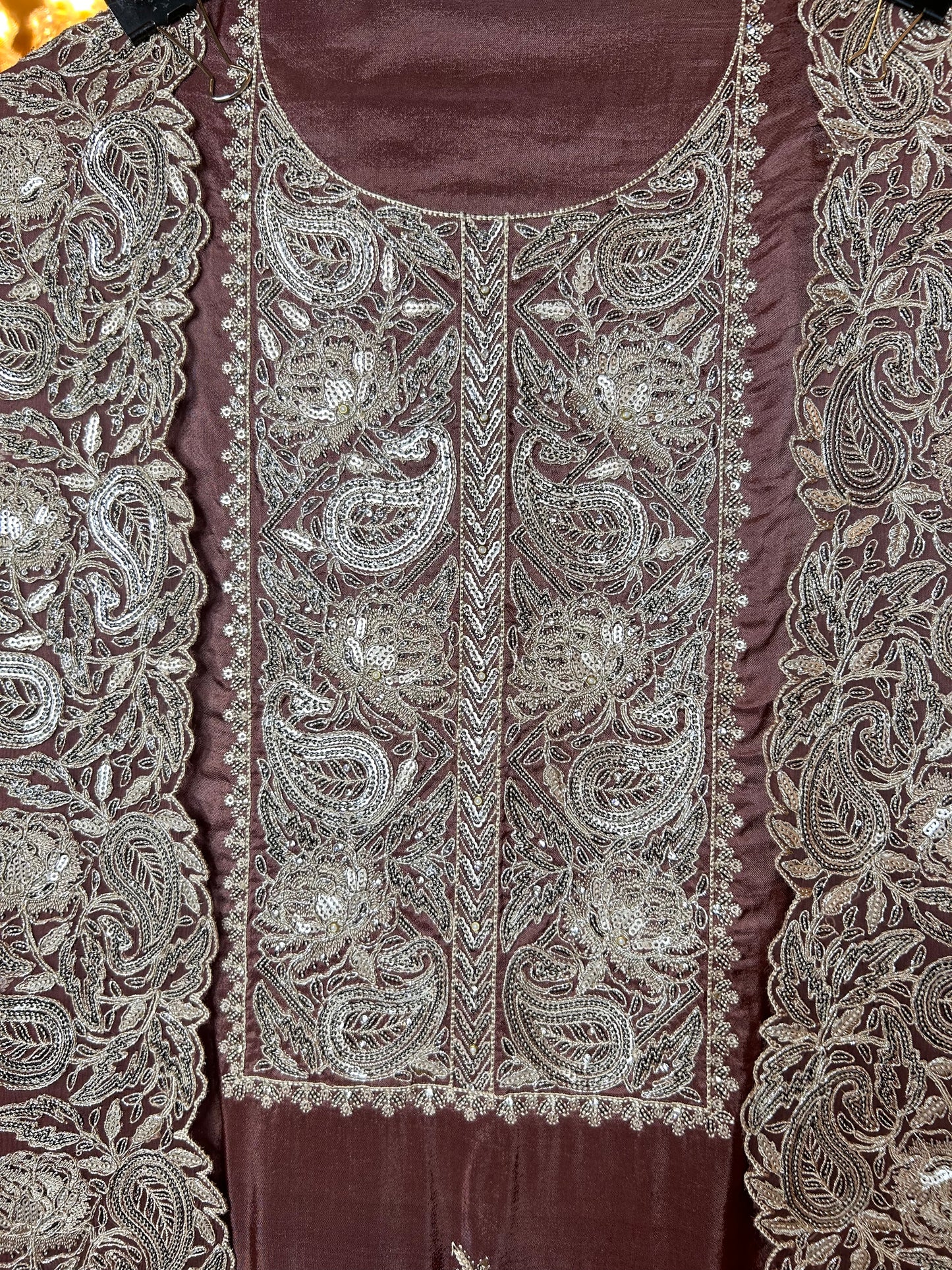 Grace in Silk & Chiffon Suit(Wine)