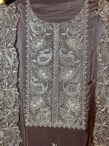 Grace in Silk & Chiffon Suit(Gray)
