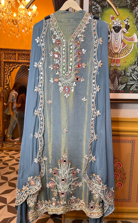 Ziyara Organza Suit( Blue)