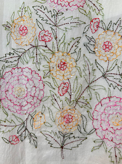 Rooh-e-Mul Chanderi( Ivory pink)