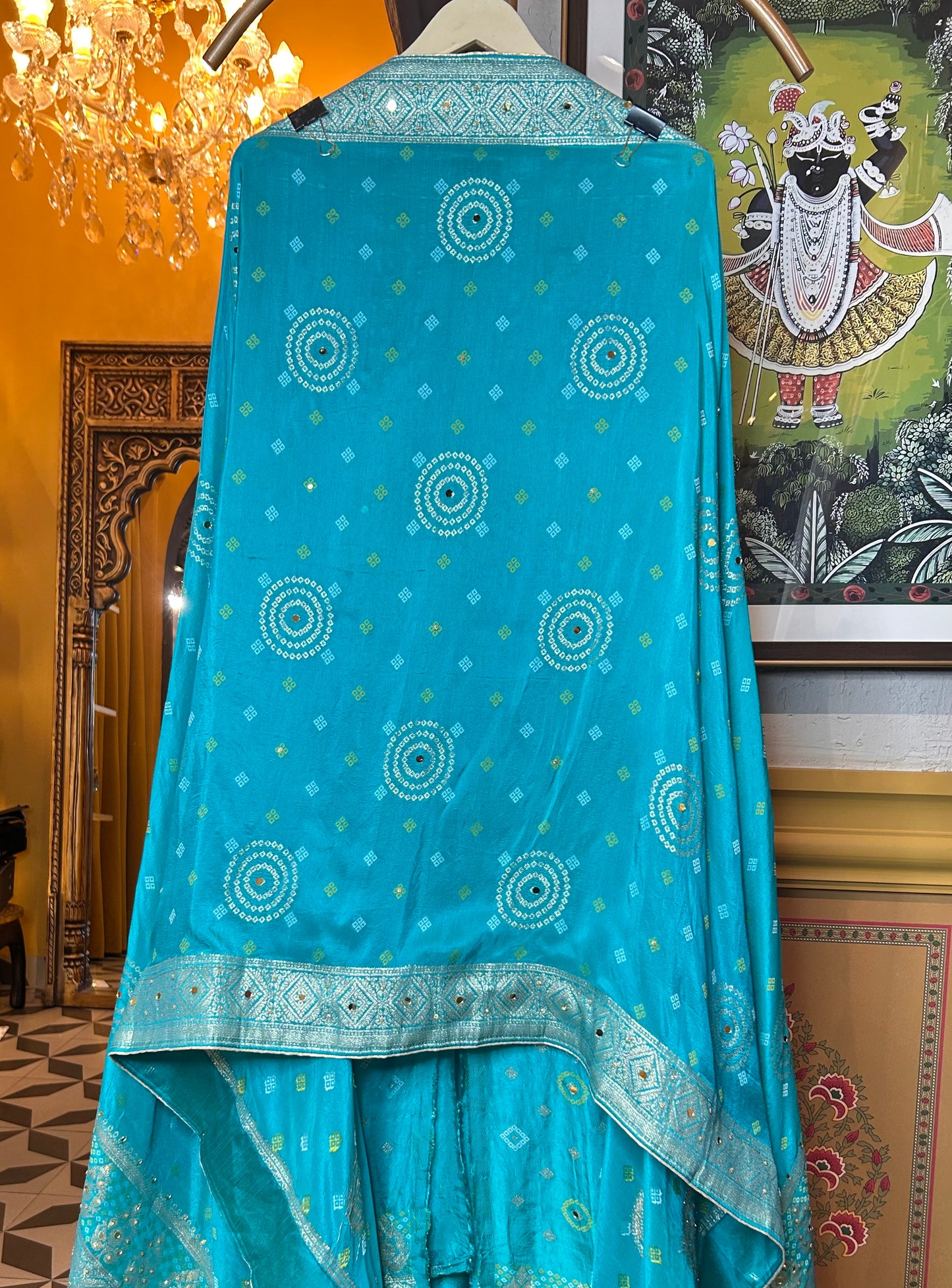 Nazakat in Banarasi Muslin suit(Blue)