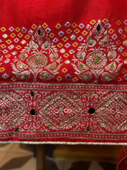 Nazakat in Banarasi Muslin suit(Red)