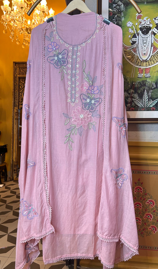 Meher mul Chanderi suit(Pink)