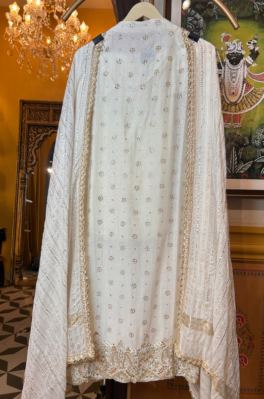 Meher mul Chanderi suit(Ivory)