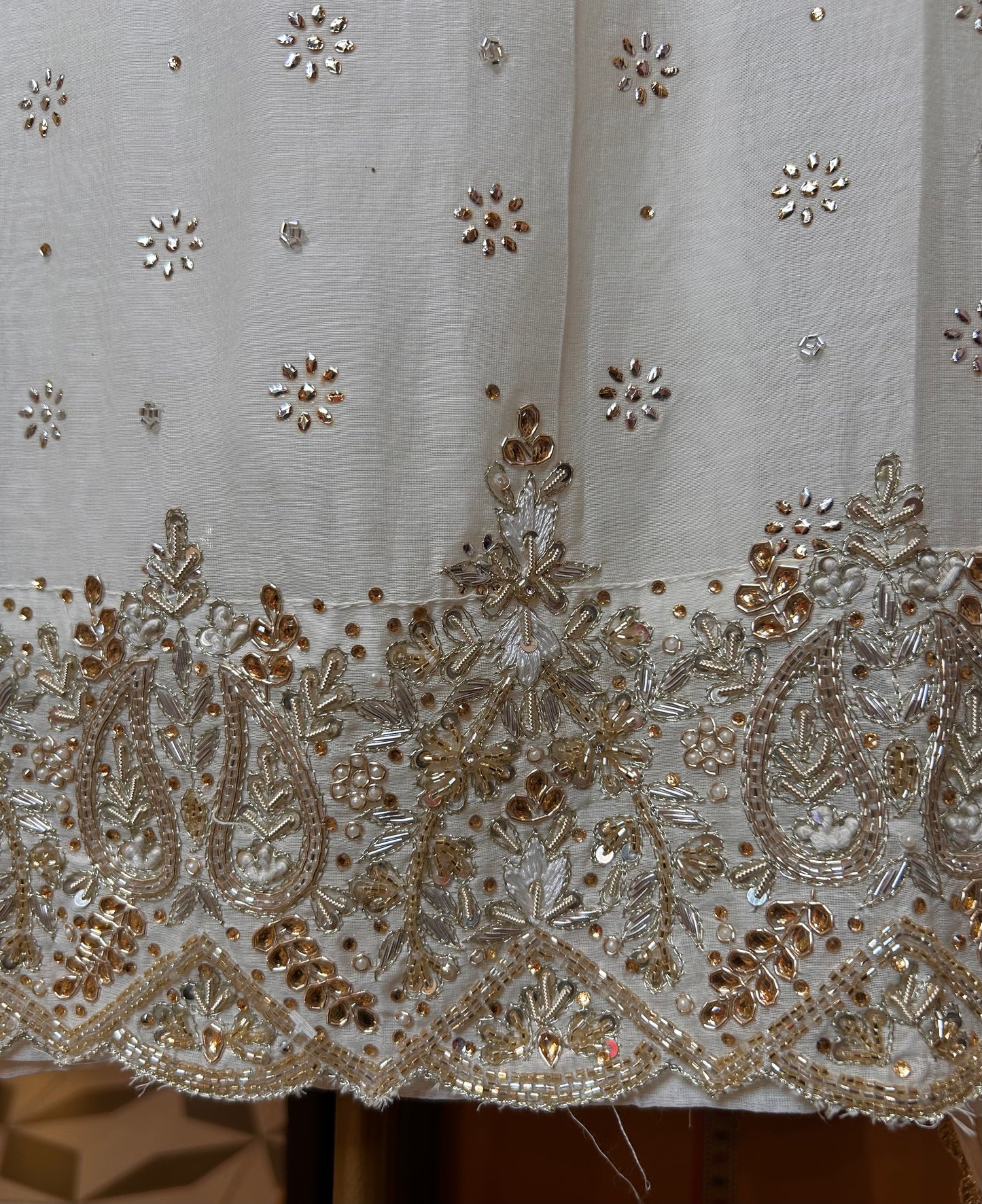 Meher mul Chanderi suit(Ivory)