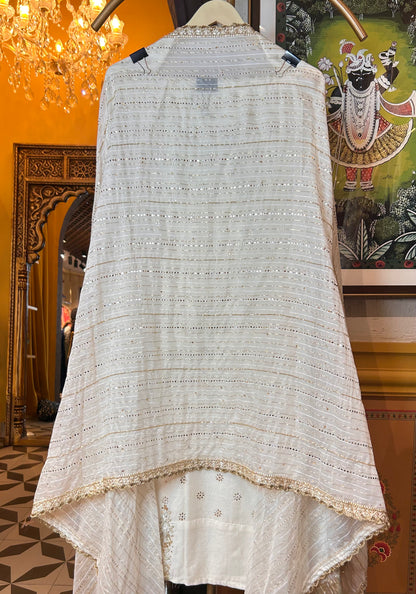 Meher mul Chanderi suit(Ivory)