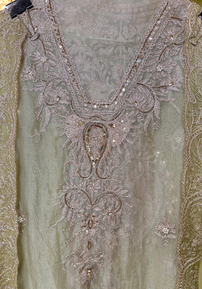 Zarqa Aari Organza Suit