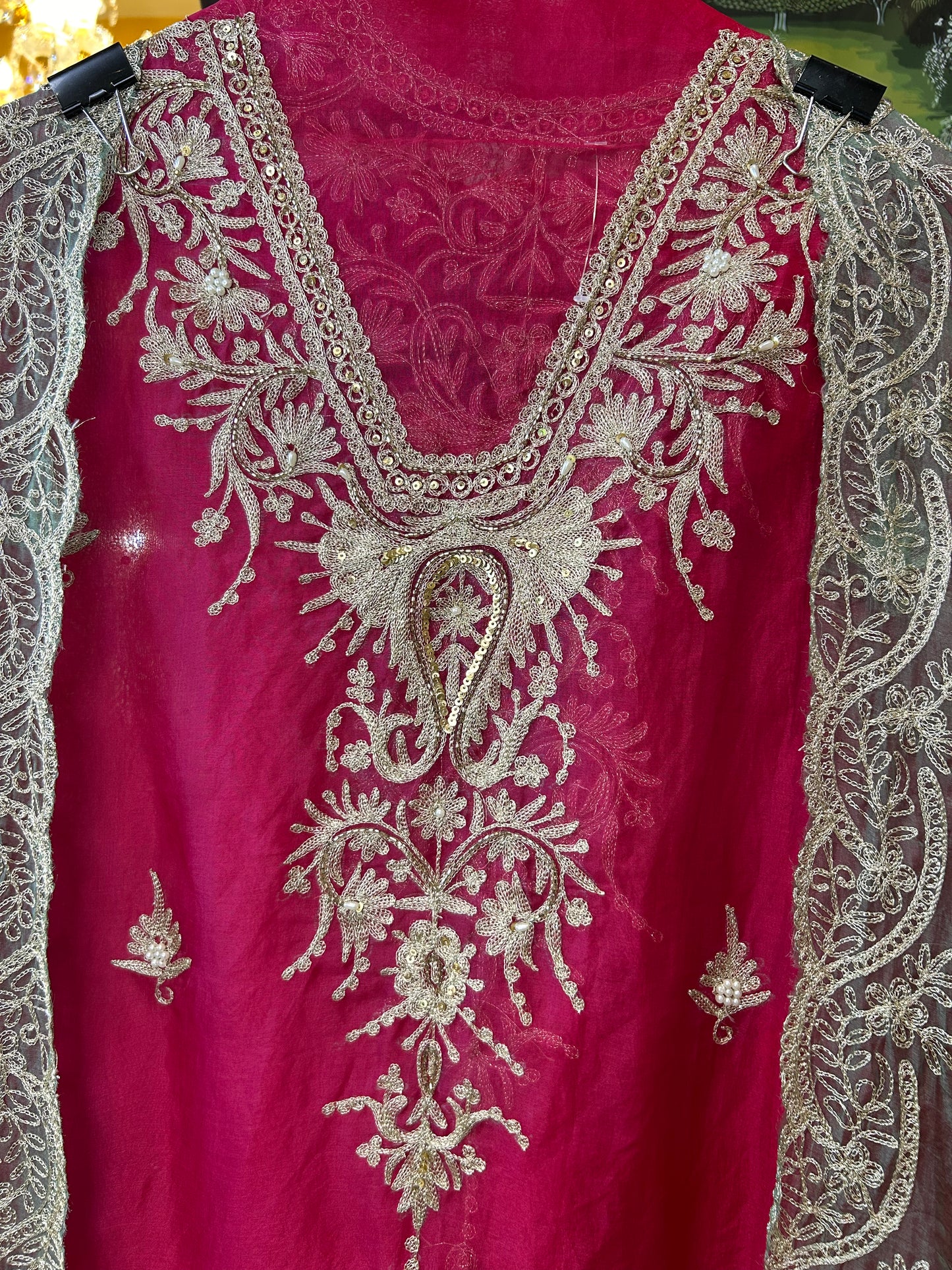 Zarqa Aari Organza Suit