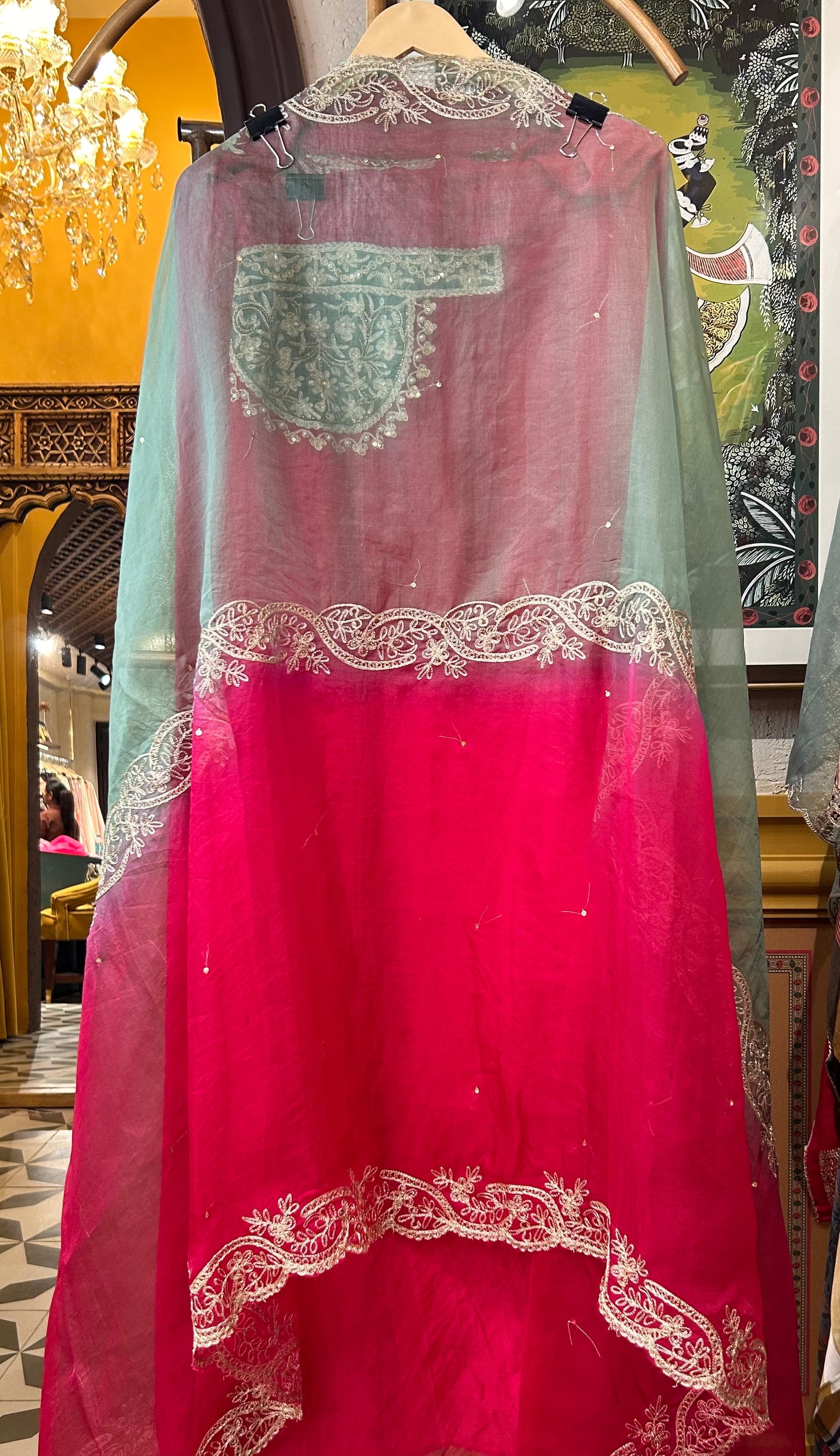 Zarqa Aari Organza Suit