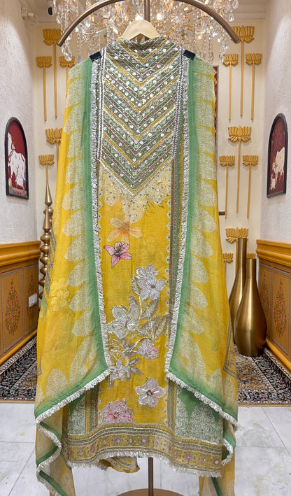 Noor-e-Meher Gotta Mul Suit (Yellow)